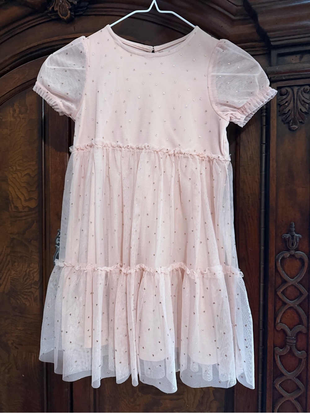 H&M Pale Pink Tulle Party Dress with Puff Sleeves